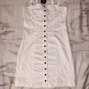 Woven Button Up Dress - White